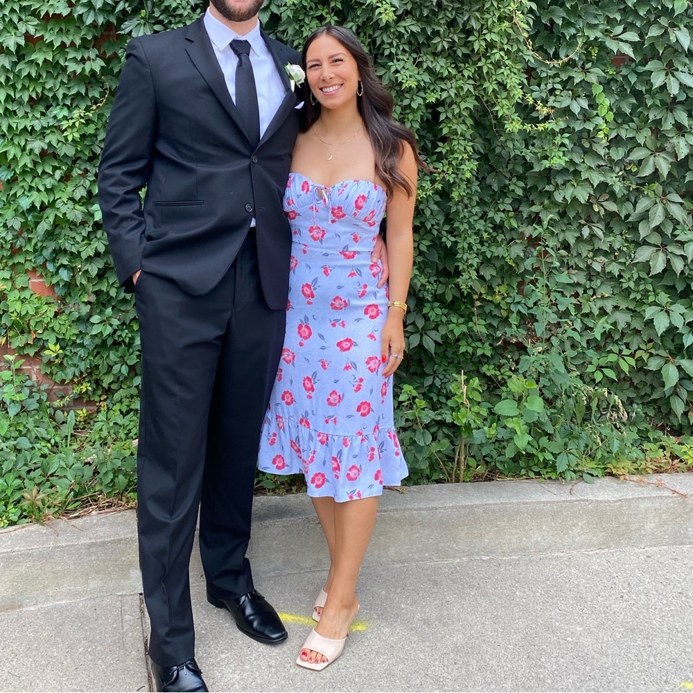 XS strapless midi dress
